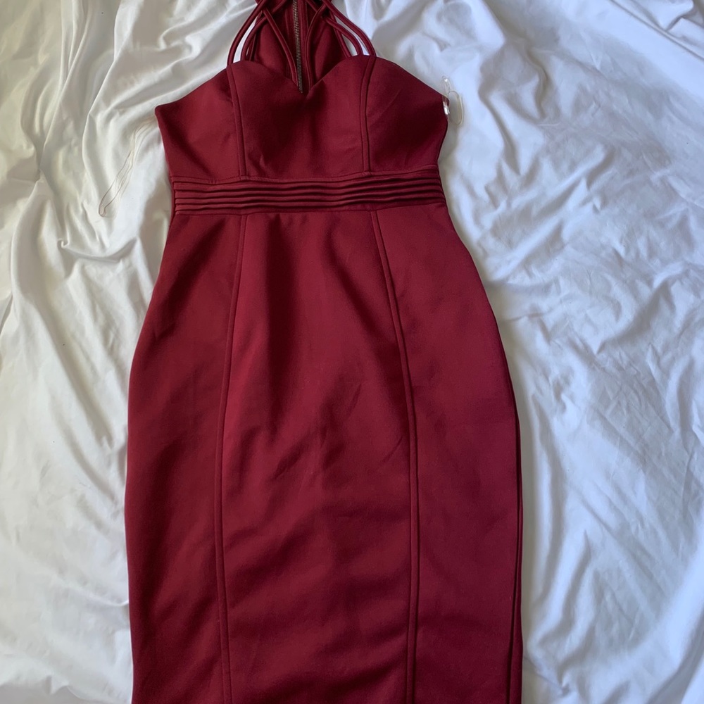 Red midi dress